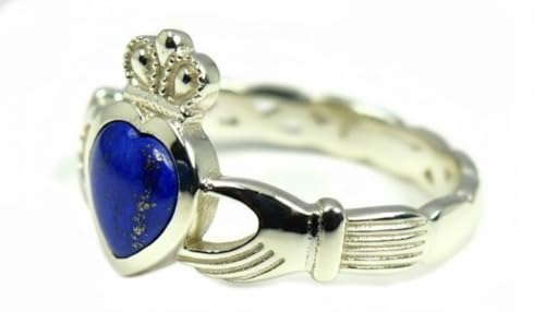 Image of Choose Your Color Natural Gemstone Irish Claddagh Silver Ring Friendship Love 55 Carat Brand Size 5 to 12