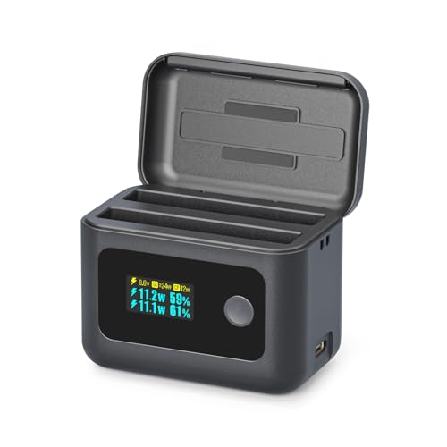 Image of SYMIK Battery Charger Insta360 X5, 24W Dual-Slot PD Fast Charging Case | OLED Screen, Intelligent Charge Hub for Insta 360 X5 Battery Accessories, Smart Display Shows Battery SOC, Charger Only