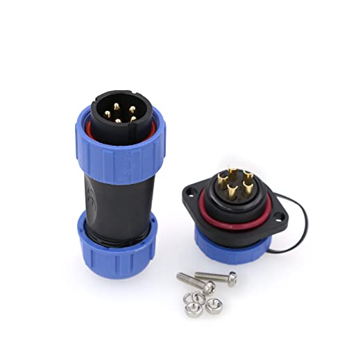 Conector circular SP21 5 pines plástico azul para cable miniatura 1
