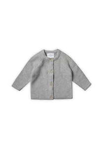Stellou & friends Cardigan-Strickjacke für Baby & Kleinkind mit Knöpfen in Holz-Optik, Mädchen & Jungen Hochwertige Kleidung aus 100% Baumwolle, Perfekt für Herbst & Winter, Stone Grey Melange 50-56