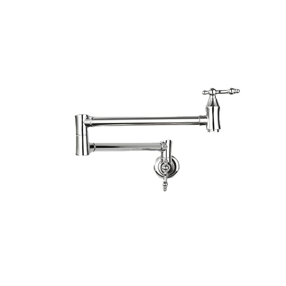 Zqfhsx Pot Filler Faucet Wall Mounted Brass Structure With Chrome Finish Commercial Kitchen Sink Folding Stretchable Single Hole Two Handles