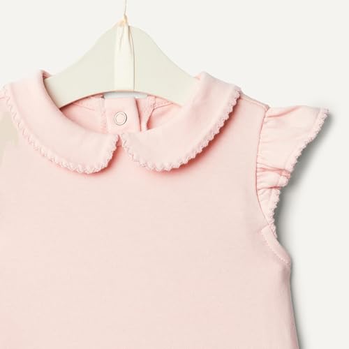 Amazon Essentials x Sofia Grainge Baby - Mädchen Kurzärmelige Baumwollblusen mit Rüschen, 2er-Pack, Hellrosa/Weiß, 24 Monate