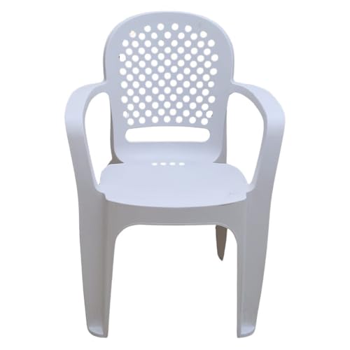 Image of Cello Crystal Armrest Plastic Chair with Matt Finish | Chairs for Living Room, Garden, Home Indoor and Outdoor Use (Colour: White, Set of 2)