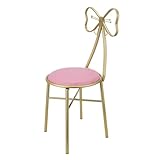 HOMSFOU Schminkstuhl mit Rückenlehne und Schleifen Design Abnehmbarer Hocker für Maniküre und Makeup Komfortabel und Stabil für Schlafzimmer und Wohnzimmer