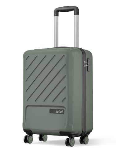 Image of Safari Cabin Symphony 56cm Trolley Bag Hard Case Polypropylene, 8 Spinner Wheels, 360 Degree Wheeling Carry on Luggage, Travel Bag, Suitcase for Travel, Trolley Bags for Travel, Thyme Green