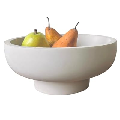 OAKOA Large Decorative Concrete Fruit Bowl for Kitchen Counters - Modern Pedestal Bowl for Home Decor and Entryway Tables