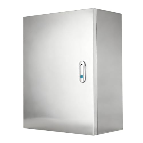 304ステンレス鋼製電気ボックス、50x40x20cm、屋外壁掛け型耐候性ボックス、ロックと取り付けプレート付き、産業/商業用電気設備向け(50x40x16cm)