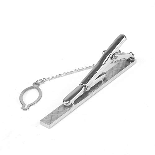 1pc Homens metal tom de prata simples laço da gravata Bar clasp braçadeira Pin