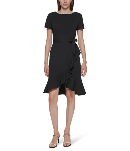 Calvin Klein Women's Ruffle Hem Belted Tier Dress