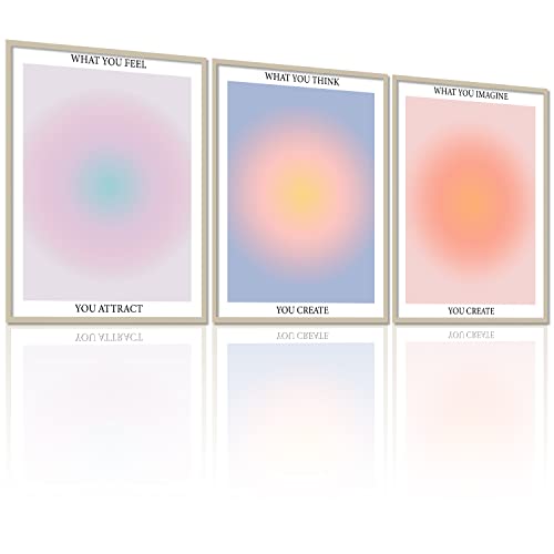 NCYEL 3 Colorful Abstract Posters Room Aesthetic Reiki Gradient Spiritual Affirmation Canvas Wall Art Positive Energy Inspirational Wall Art Bathroom Living Room Apartment Office Girls Room 12x16inx3