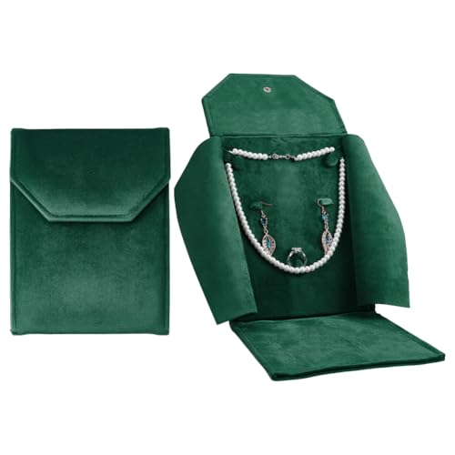 nbeads Étui de Rangement de Voyage pour Colliers et Bijoux en Velours, 21x15.5x2.5cm Présentoir à Colliers Étui à Bijoux de Voyage pour Bagues Chaînes...