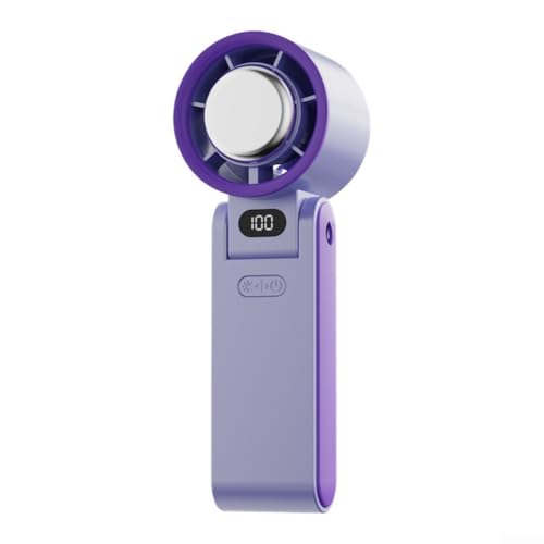 Aprilsunnyzone Ventilador de refrigeración de mano 1.2A 6W 5V Velocidades de viento ajustables Portátil Plegable Cuello Colgante Ventilador USB (Morado)