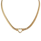 LXGGUC Collar de corazón de temperamento para niñas, gargantilla de plata de ley 925 con dije de corazón, collar de oro de corazón minimalista, collar de medallón de oro para mujeres, regalos de