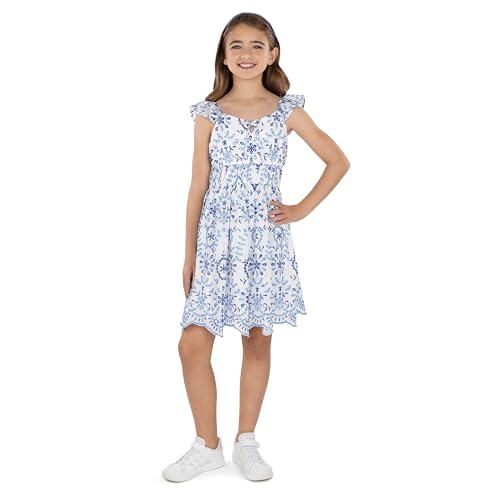 Speechless Girls' Ruffled Sleeve V-Neck Embroidered Dress