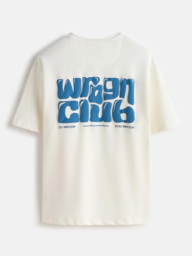 Image of WROGN Men's Pure Cotton T-Shirt | Puff Print | Oversized Fit