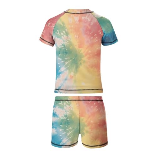 Tie Dye Colorful RainbowChildren's Casual Swimsuit Set - Simple and Versatile9-11Y（140cm）3