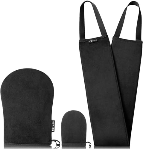 YVOIER 3-in-1 Self Tanning Mitt Set, Self Tan Mitt, Fake Tan Mitt Glove, Tanning Gloves, Back Tanning Mitt, Back Tanner Applicator