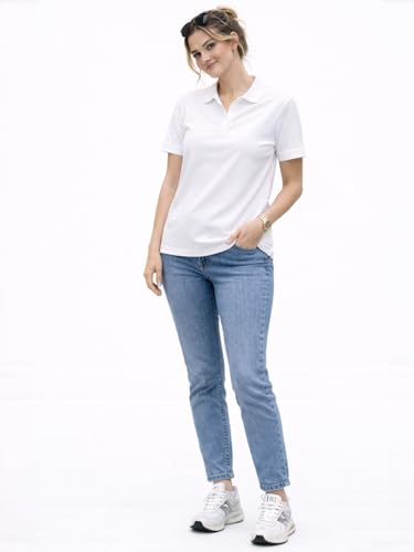 Image of Juneberry Women's Cotton Lycra Polo T- Shirt, Short Sleeve Casual Top, Soft, Lightweight, Stretchable & Stylish, Versatile Everyday Wear, Sizes S-2XL