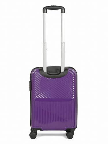 Image of Teakwood Small Size 8 Wheels Trolley Bag, Hard Cabin with Zipper Closure, Adjustable Push Button & Cross Side Strap, Number Lock System 360 Degree (Small, Purple)
