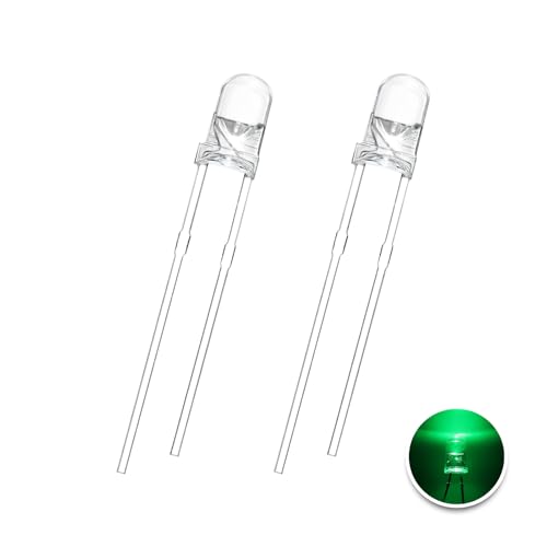100pcs super bright 3mm led diode lightsclear transparent lens emitting lighting assorted kit green
