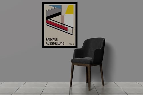 Image of BLINKART Vintage Bauhaus Retro Geometric Aesthetic Poster Gallery | Colorful Wrap Framed For Home Office Studio Living Room Modern Art Studio Decoration Abstract Shapes | (d150) | 13x10 Inch