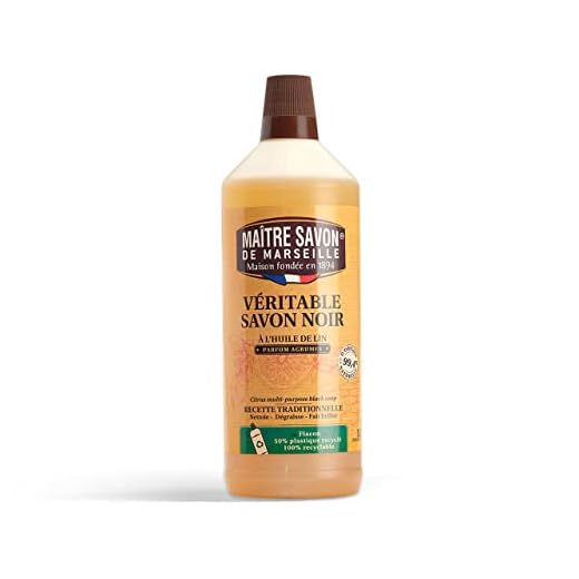 Maître Savon de Marseille Jabón negro con aceite de Linaza 1L - aroma Cítricos