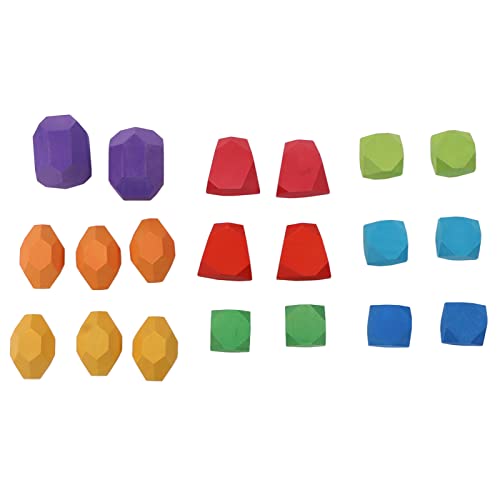 AJUNJIIL 子供用 教育用バランス積み木 9色木製石 スタッキングゲーム パイン材 幼児用感覚玩具 親子インタラクション