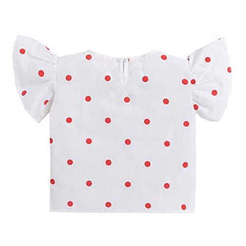 Image of Hopscotch Baby Girls Poly Cotton Solid Half Sleeves Top and Skirt Set in Red Color