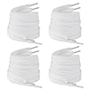 YIIFELL 4 Pares Cordones, Cordones Planos de 8 mm de 100% Algodón, Longitud de 120 cm, Cordones Blancos Resistentes para Zapatillas Deportivas, Zapatillas de Senderismo