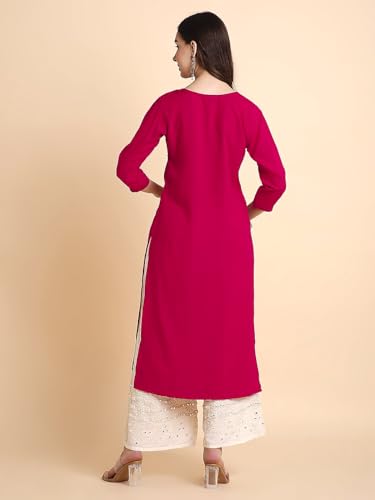 Image of RATAN Rayon Straight Lucknowi Chikankari Ethnic Wear Kurta for Women