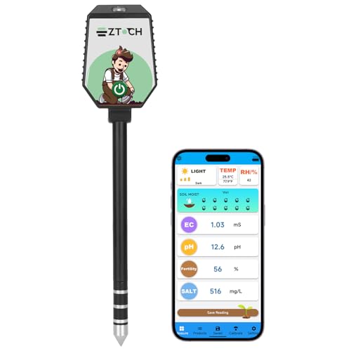 EZTOCH Bluetooth Soil pH EC Tester, Smart Plant pH Fertility