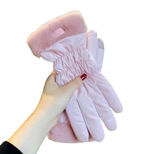 HUBGFEQ Ski Gloves Women Winter Fleece Thickened Warm Plush Waterproof Outdoor Riding Mountaineering-5