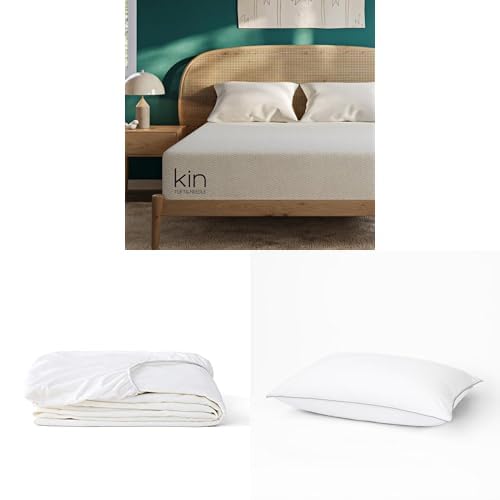 Image of Tuft & Needle Kin Medium 12 inch Twin Adaptive Foam Mattress in a Box + Twin Waterproof Mattress Protector + 2 Standard Down Alternative Pillows