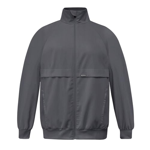 VIAOLI Scrub Jackets for Women Long Sleeve Zip Front Coat Side Pocket Soft Stretch Nurse Jacket Lapel Track Jacket (Grey,M,Medium)