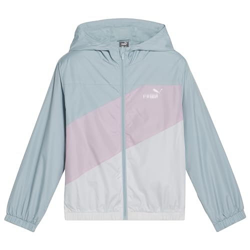 PUMA girls Windbreaker Jacket, Zip Up Closure, Lightweight