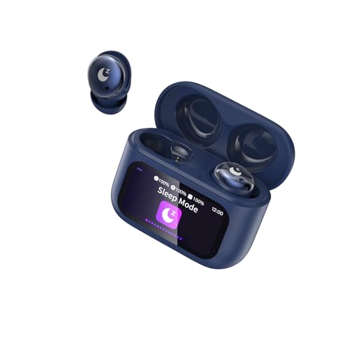 VEKJ Wireless Earbuds with Smart Touch Screen, 2025 Mini Sleep Earbuds Bluetooth 5.4 Headphones In Ear with Noise Cancelling Mics, 48Hrs Bass Stereo Ear Buds, 5 EQ Modes/IPX7 Waterproof Sky Blue