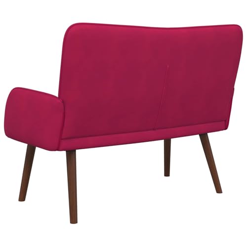 Sofá de 2 plazas cómodo sofá tapizado rojo vino de 115 x 61 x 87 cm 8