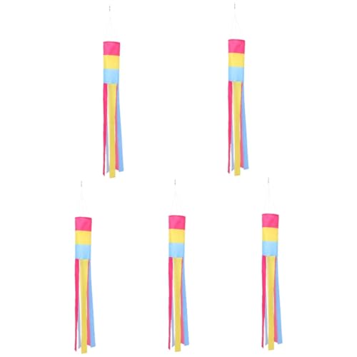 YARNOW 5 Piezas del Parabrisas del Arco Iris Mangas De Viento Luces Solares De Jardín Al Aire Césped Polos Viento Reflexivo Turbina Molino Afuera Exterior Poliéster