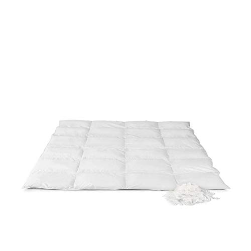 Premium Bettdecke Feder Ganzjahresdecke | Federbettdecke Obermaterial 100% Baumwolle - Kassettenbett mit Ökotex100 | echte Federn (135x200cm) Cover