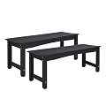 Sunnibety Weatherproof HIPS Outdoor Bench, 2-Person Patio Dining Bench, All-Weather Poly Lumber Garden Bench, Never Rot or Fade, Park Bench with Wood Grains for Porch, Deck, Entryway, Black, 2 Pack