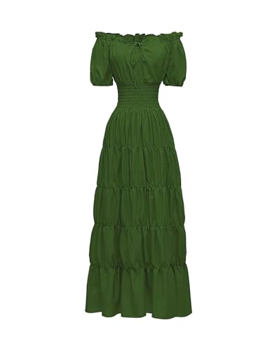 Vestido largo medieval transpirable de silueta estilizada y mangas renacentistas para fiestas
