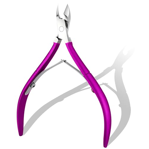Alicates Cuticulas Acero Inoxidable,Corta Cuticulas Profesional, Tijeras Cuticulas, Alicates Manicura, para Uñas Gruesas o Encarnadas, Pedicura y Manicura(Púrpura)