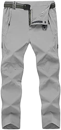 TBMPOY Men's Lightweight Hiking Pants Quick Dry Mountain Fishing Cargo Outdoor Pants Thin Light Gray M