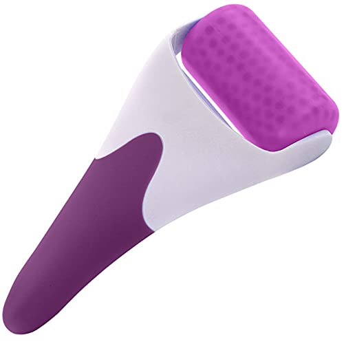 Ice Roller Face Massager - For Face & Eye Puffiness Relief, Facial Ice Cold Rollers for Women, Face Roller to Reduce Puffy Face & Eyes and Tighten Pores Skin Care Wheel, Purple