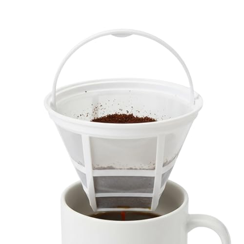 Cesta de filtro de café – Accesorio reutilizable para preparar cerveza, colador de malla de acero inoxidable, filtro de café en forma de cesta, filtro de de metal, diseño de malla plateada de