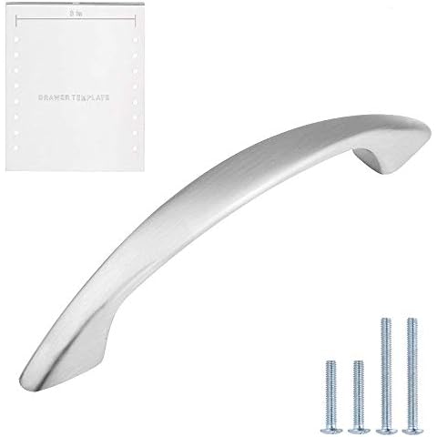 LIZAVO Brushed Satin Nickel Cabinet Pulls Curved Arched Kitchen Cabinet Handles Modern Hardware for Drawer Dresser- 3 inch (76mm) Hole Centers- 25 Pack Cover