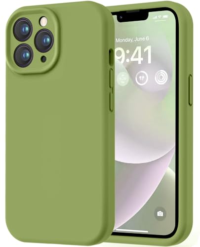 Image of LOVE 3000 Designed for iPhone 13 Pro Max Case, Premium Silicone with [Soft Anti-Scratch Microfiber Lining] Shockproof Protective Phone Case for Men Women Girls 6.7 inch, Cedar Green
