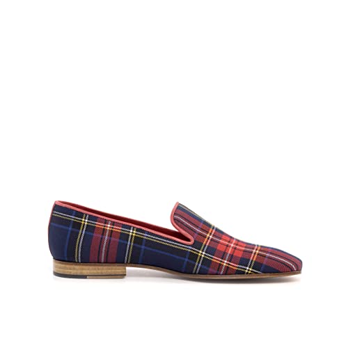 ShoeSwingers Blue and Red Tartan Plaid Print Slip-On Loafer