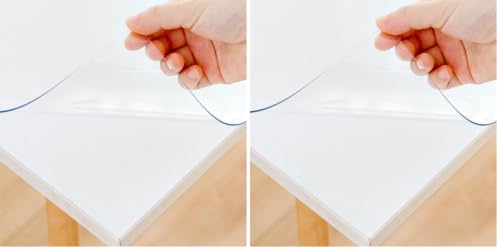 Image of 14 x 24 Inch Clear Table Cover Protector, Clear Desk Mat, Table Protector, 1.5mm Plastic Table Cover, Vinyl Table Protector, Mats on Top of Desks (Pack of 2)