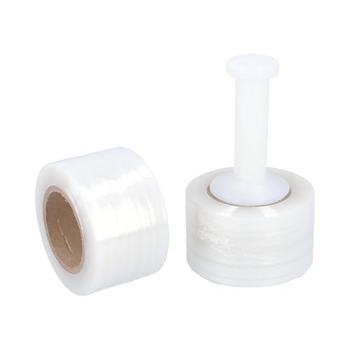 PSBM Mini Stretch Wrap with Handle, 18 Pack, 3 Inch x 1000 Feet, 80 Gauge, Clear, Small Plastic Cling Film for Pallets Moving Storing
